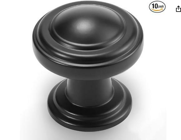 Franklin Brass Matte Black Cabinet Knobs 1-1/8" Round 10-Pack Simple Double Ring