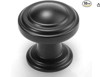 Franklin Brass Matte Black Cabinet Knobs 1-1/8" Round 10-Pack Simple Double Ring