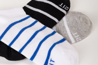 ANT21T Athletic Ankle Socks Low Cut Gray White Black Blue 4 Pairs