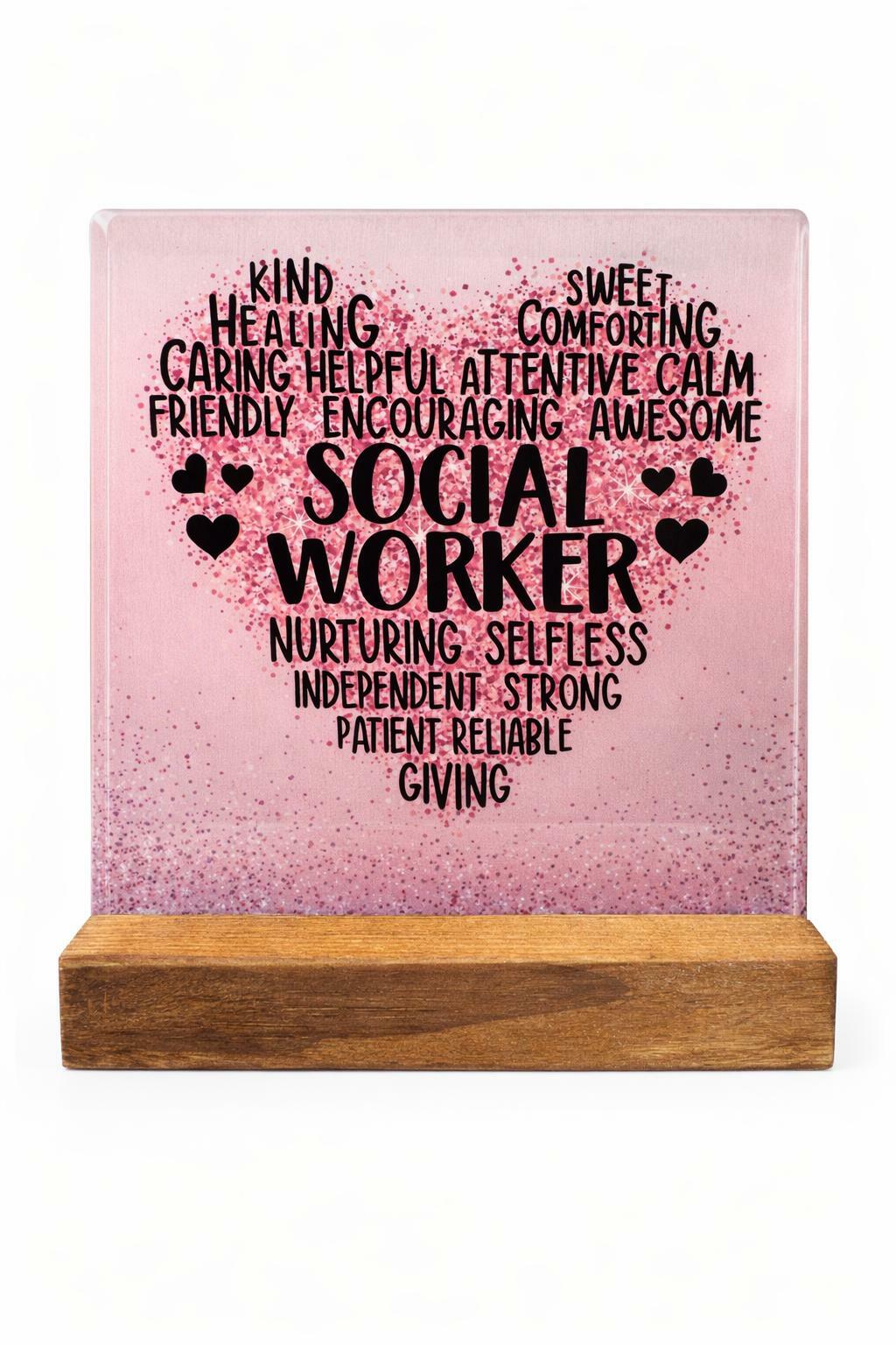 Mhfpl Social Worker Thank You Acrylic Plaque Sign 3.92x3.92x0.3 Lucency
