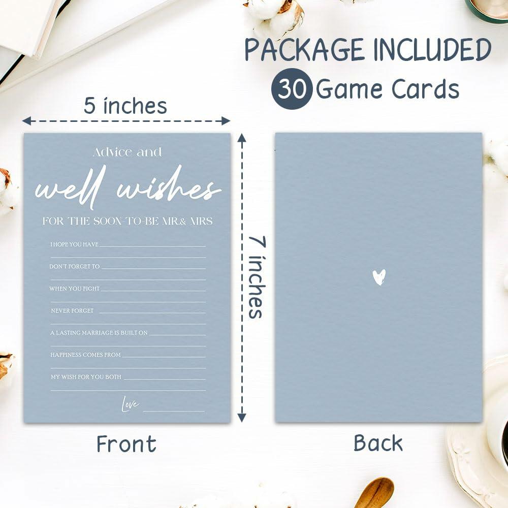 MBYHP Bridal Shower Games 30 Pcs Blue Wedding Cards Color A03 Size A03
