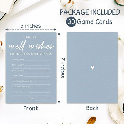 MBYHP Bridal Shower Games 30 Pcs Blue Wedding Cards Color A03 Size A03