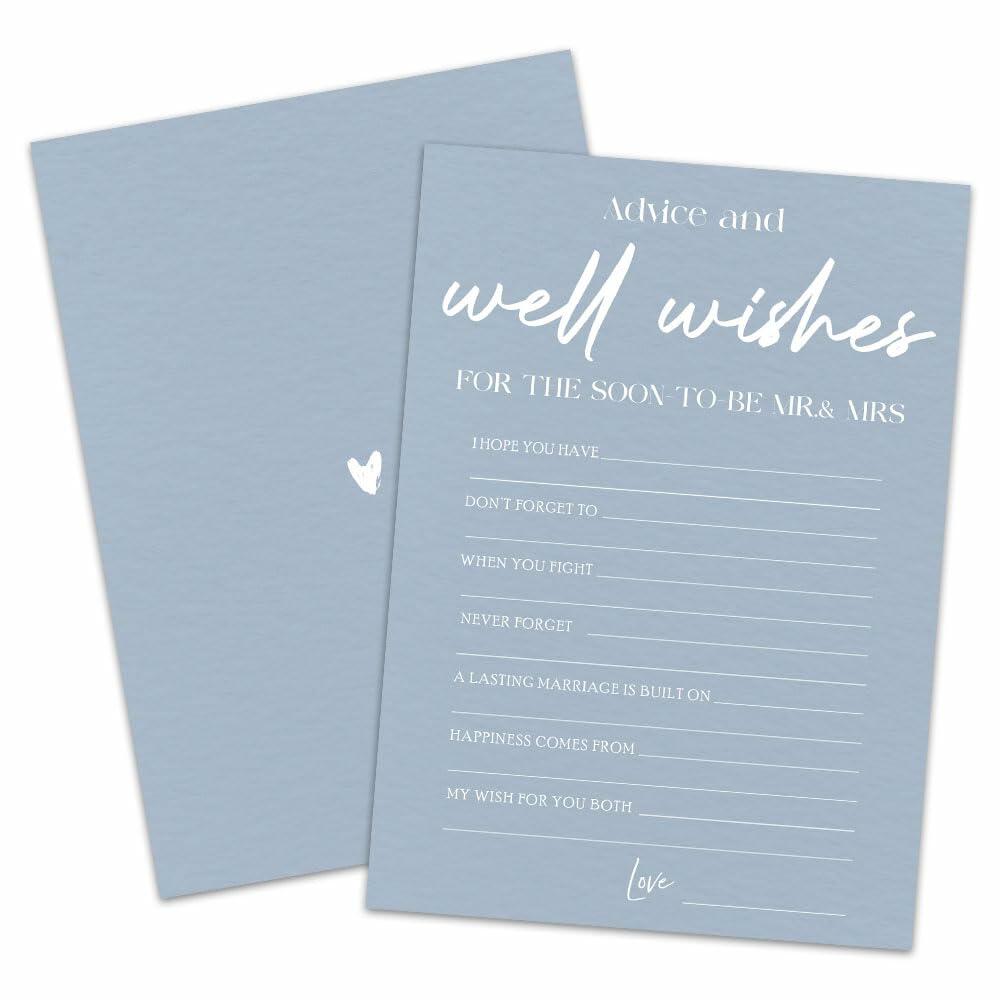 MBYHP Bridal Shower Games 30 Pcs Blue Wedding Cards Color A03 Size A03
