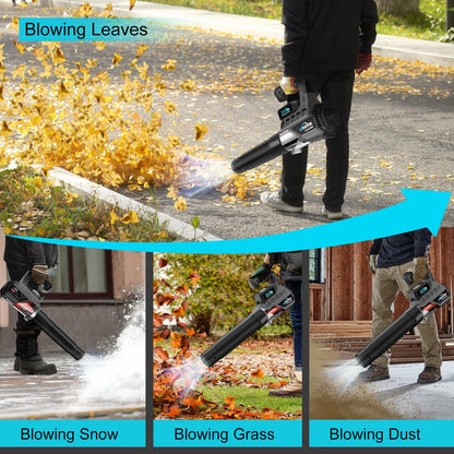 WHATOOK Cordless Leaf Blower 20V 4.0Ah Brushless Motor 2 Batteries Grey