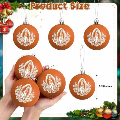 Jenaai Our Lady of Guadalupe Christmas Ornaments 3.15" 12 Pcs Brown White