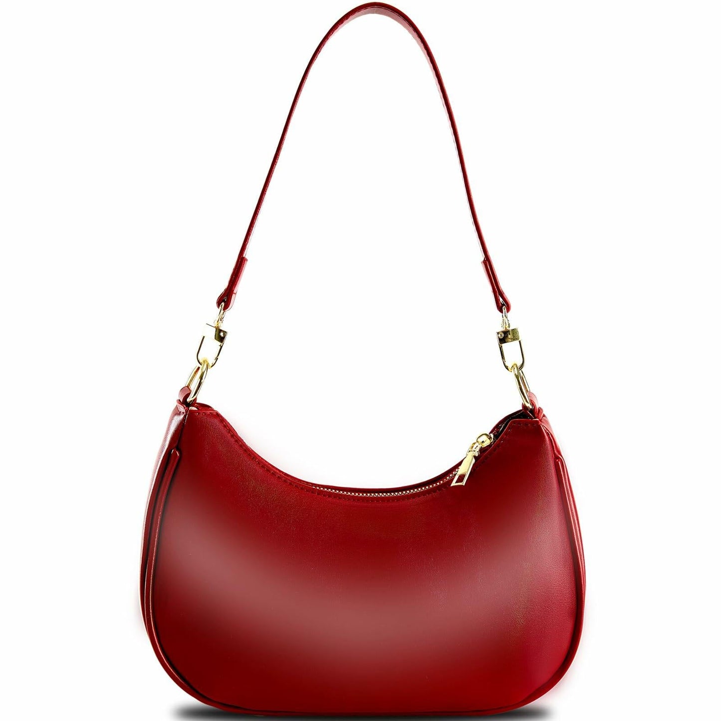 KUNZHAN Leather Shoulder Bag Women Hobo Tote Mini Clutch Purse Red