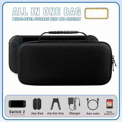VGBUS Hard Carrying Case for Nintendo Switch 2 2025 Black Nylon Pockets