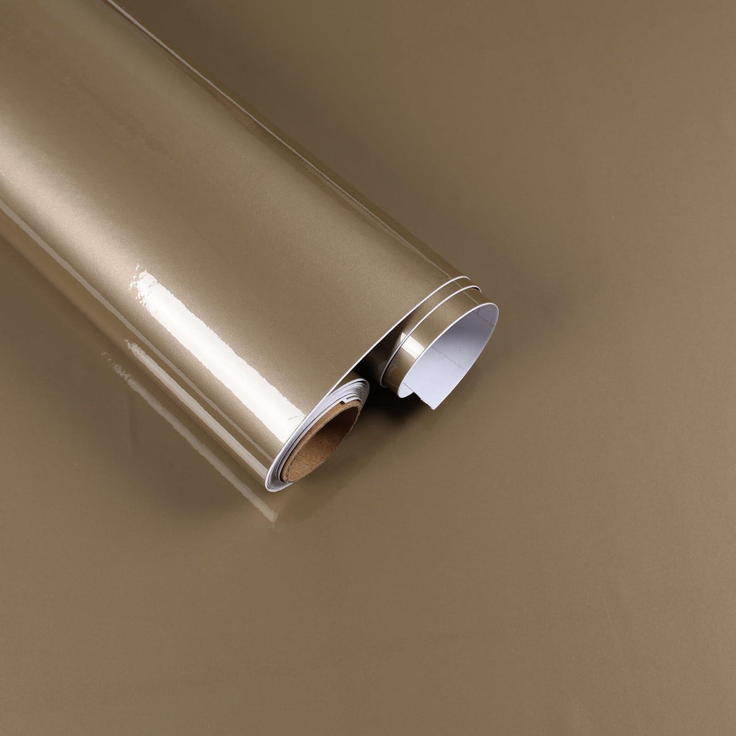 FANCYEASY Glossy Gold Brown Contact Paper 15.7x118in Waterproof Vinyl
