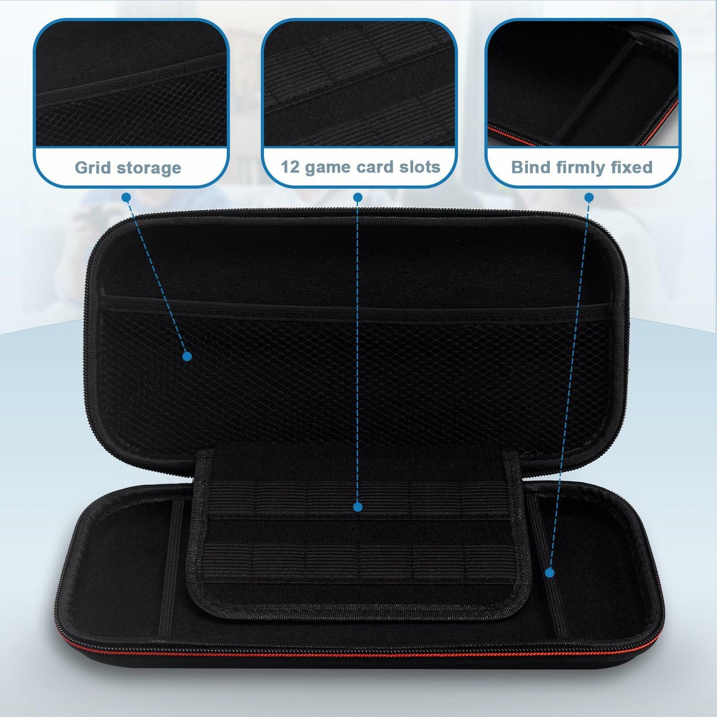 VGBUS Hard Carrying Case for Nintendo Switch 2 2025 Black Nylon Pockets