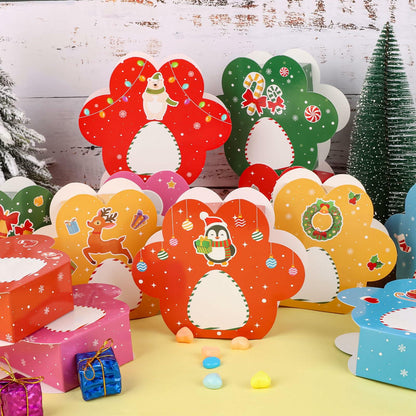 Hxezoc 24 Pcs DIY Christmas Advent Calendar Boxes Dog Paw Xmas Decoration