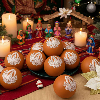 Jenaai Our Lady of Guadalupe Christmas Ornaments 3.15" 12 Pcs Brown White
