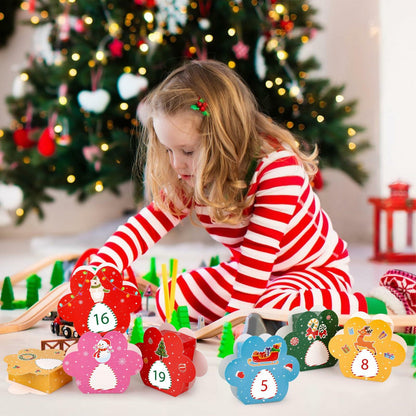 Hxezoc 24 Pcs DIY Christmas Advent Calendar Boxes Dog Paw Xmas Decoration