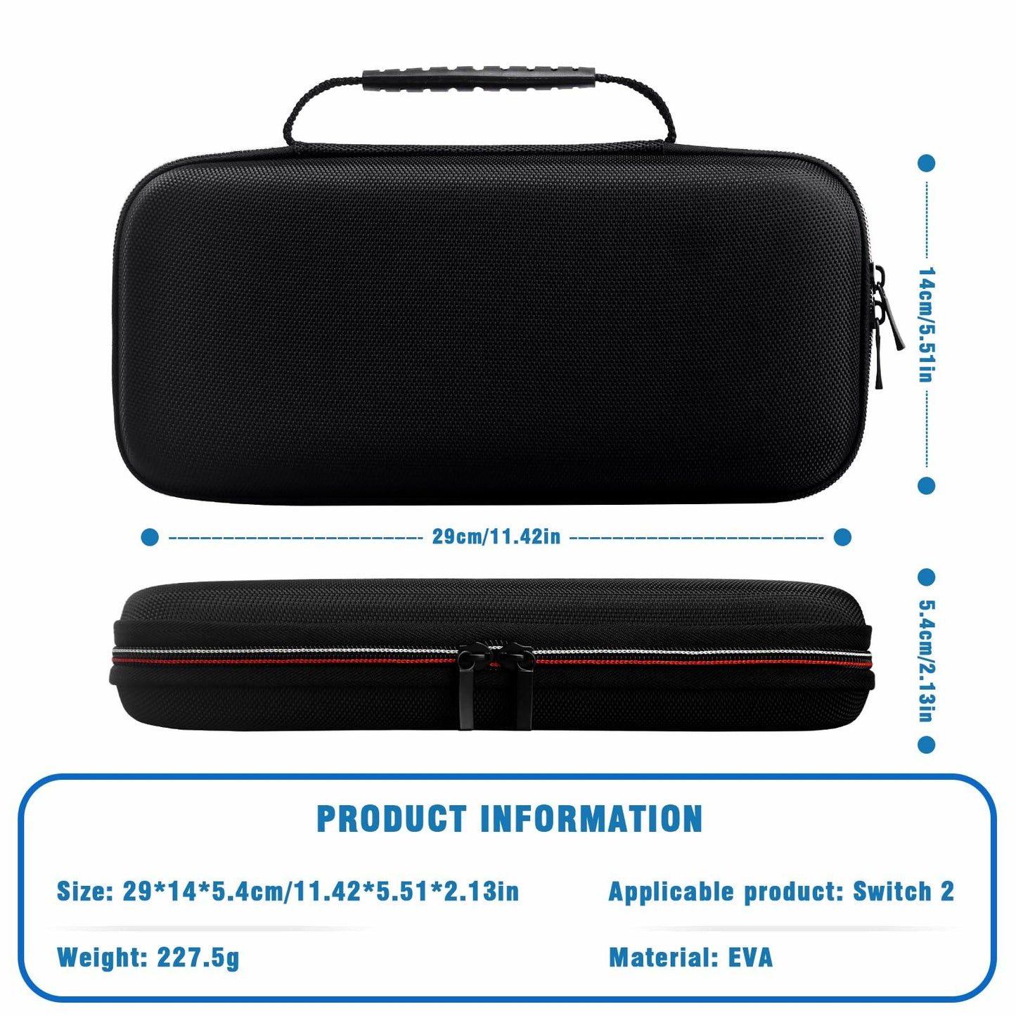 VGBUS Hard Carrying Case for Nintendo Switch 2 2025 Black Nylon Pockets