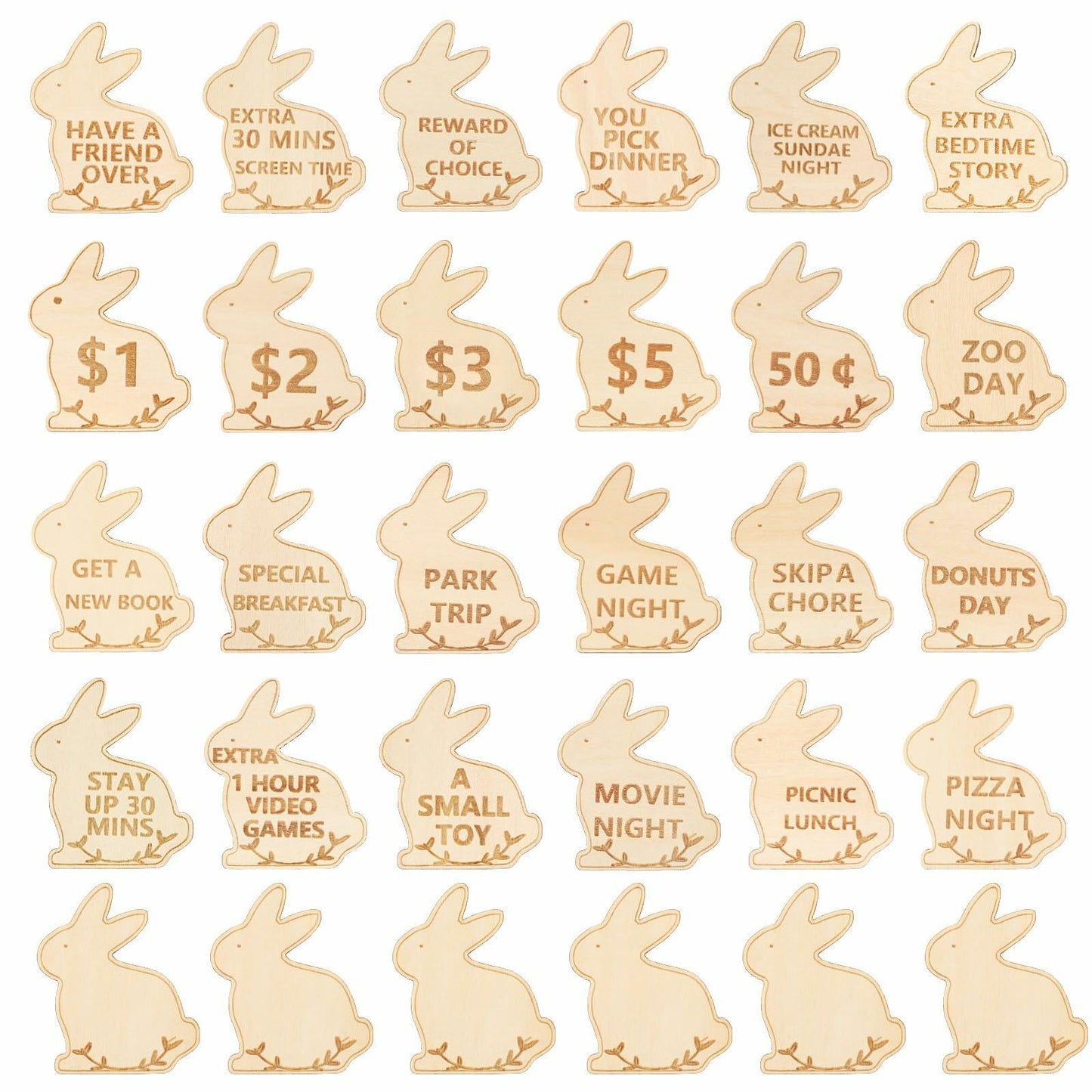 CypherX Halloween Wood Craft Tokens for Kids, 30 Pieces, DIY Activity & Rewards