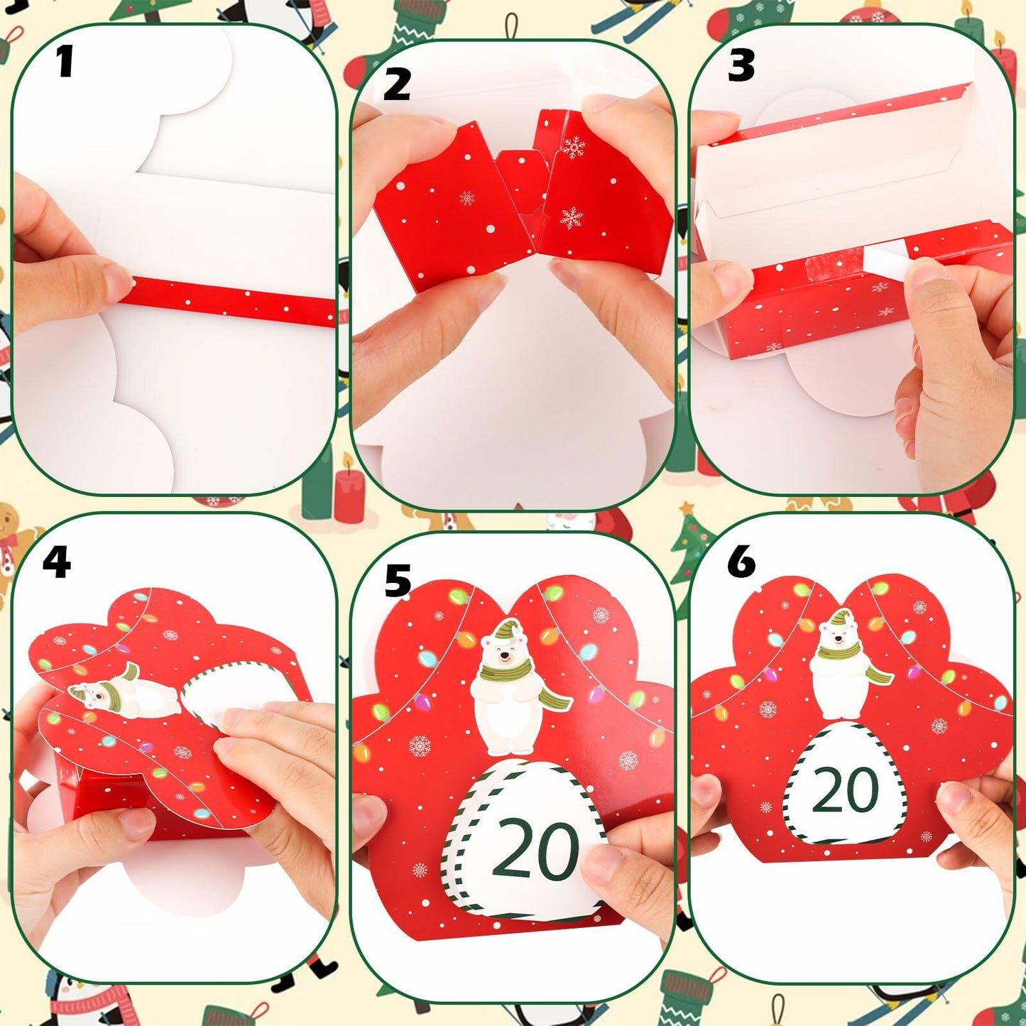 Hxezoc 24 Pcs DIY Christmas Advent Calendar Boxes Dog Paw Xmas Decoration