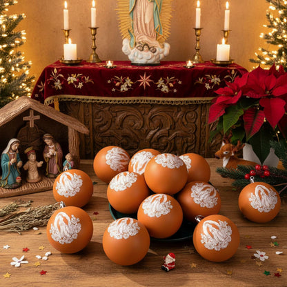 Jenaai Our Lady of Guadalupe Christmas Ornaments 3.15" 12 Pcs Brown White