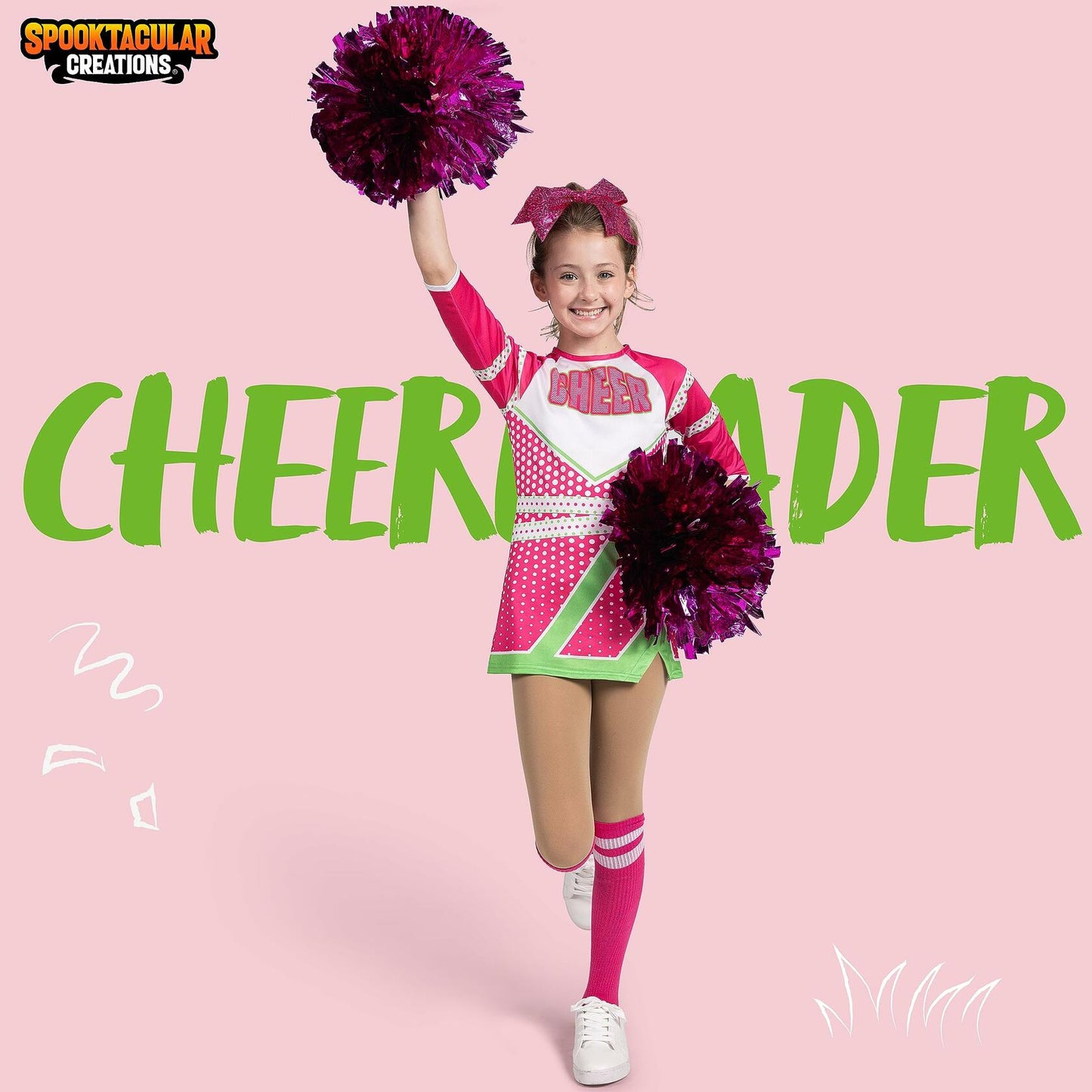 Spooktacular Creations Girls Cheerleader Costume Long Sleeve Size L