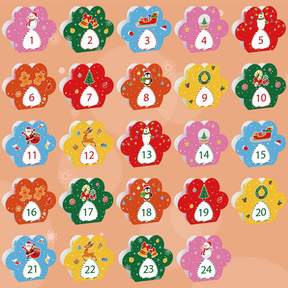 Hxezoc 24 Pcs DIY Christmas Advent Calendar Boxes Dog Paw Xmas Decoration