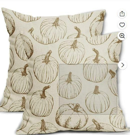 Yxuiyal Fall Pillow Covers Set of 2 18x18 Brown Pumpkin Linen