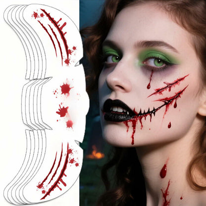 Halloween Scary Glitter Freckles 6 Pcs Scars Stitches Face Tattoo Sparkle
