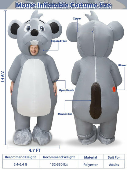 Camlinbo Inflatable Adult Blow Up Rat Costume Body Suit Multicolor One Size