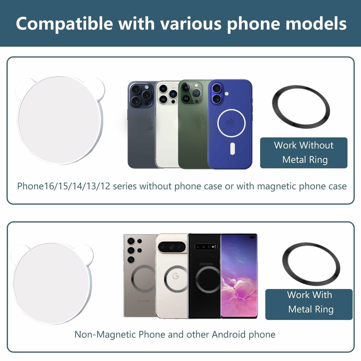 QxbBox Magnetic Selfie Mirror for Back Camera Compatible with Magsafe Case White