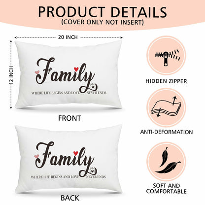 Fihjm Family Throw Pillow Cover 12x20 Beige Farmhouse Home Decor 24 Pack