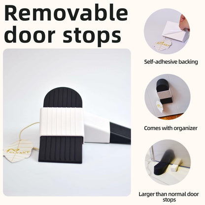 ELYXKY Rubber Door Stopper King-Size 2PCS Heavy-Duty Non-Slip Black
