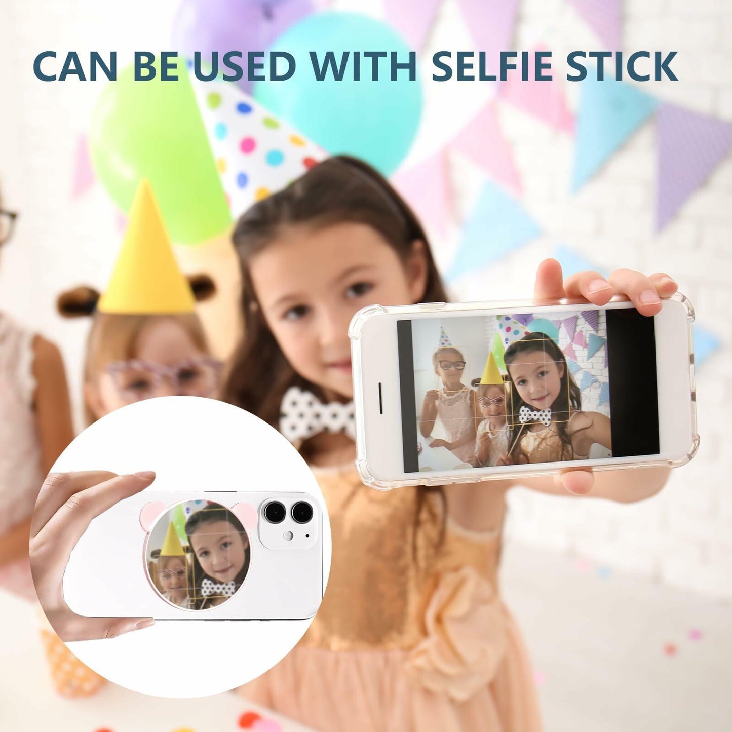 QxbBox Magnetic Selfie Mirror for Back Camera Compatible with Magsafe Case White