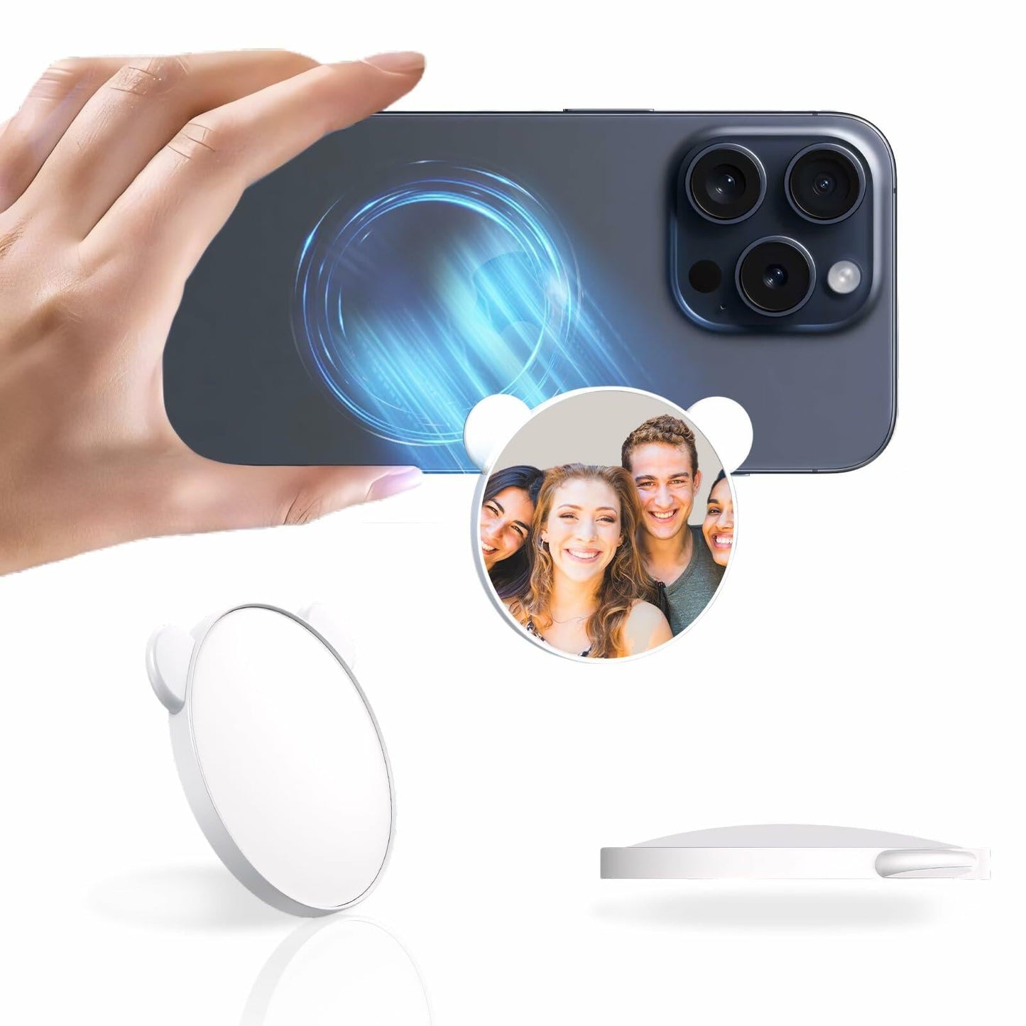 QxbBox Magnetic Selfie Mirror for Back Camera Compatible with Magsafe Case White