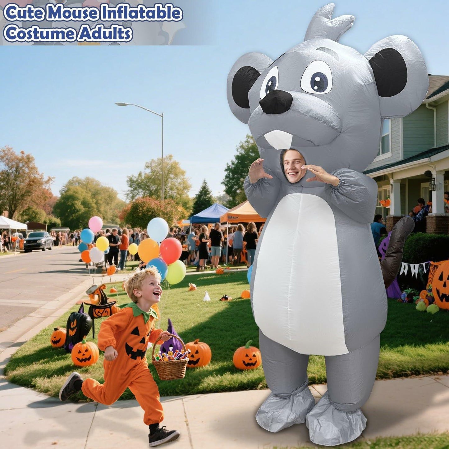 Camlinbo Inflatable Adult Blow Up Rat Costume Body Suit Multicolor One Size