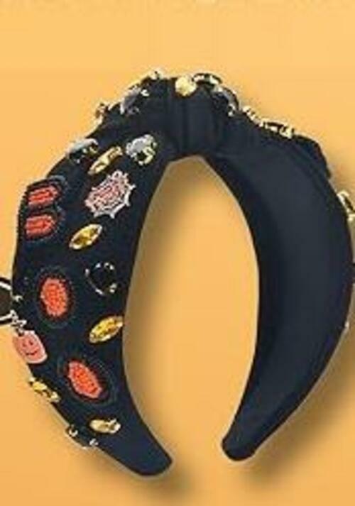 ABONDEVER Halloween Headbands Women Black Rhinestone Beaded Boo Pumpkin