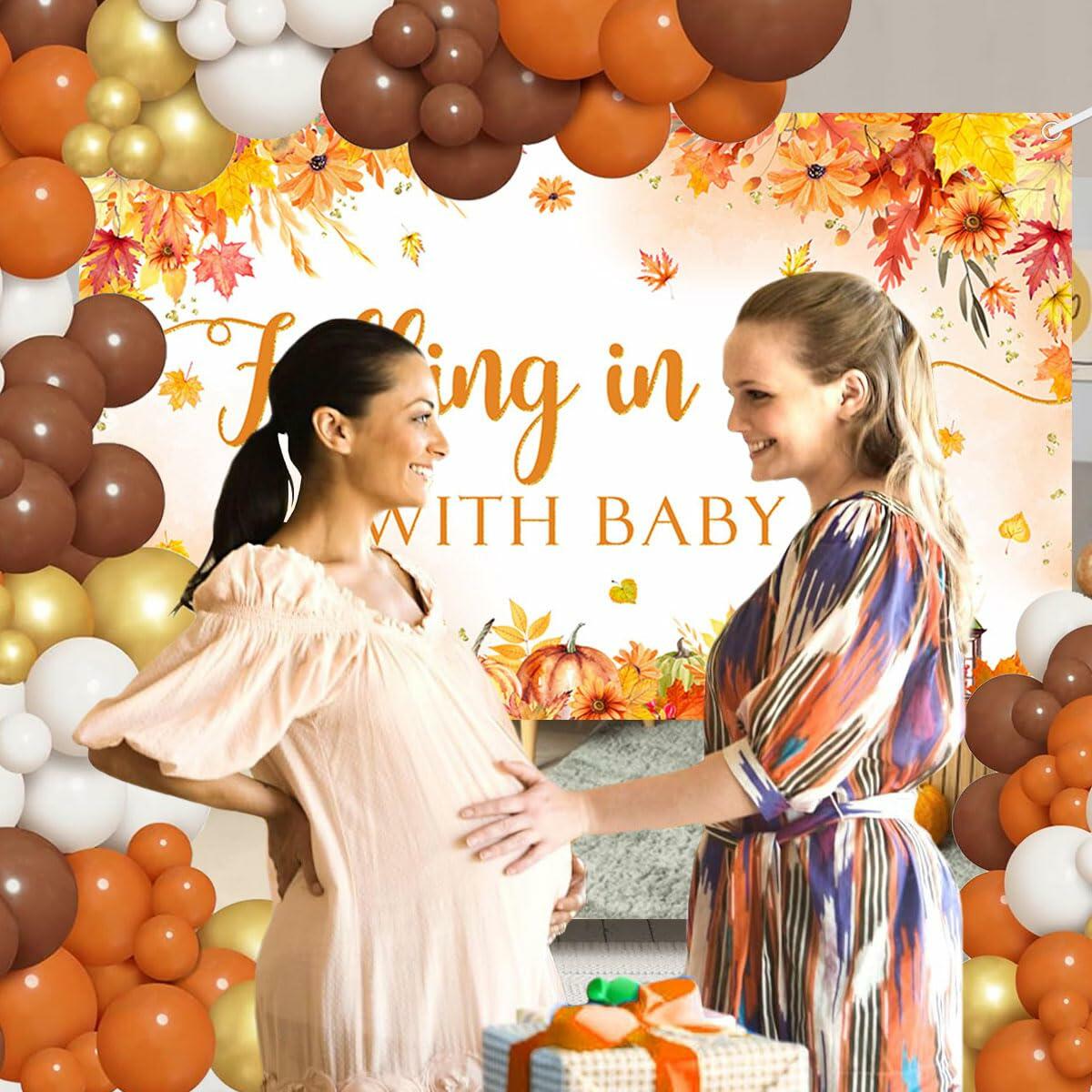 AIBIIN Baby Shower Pumpkin Backdrop Yellow 70.8x43.3 inch Fall Decor