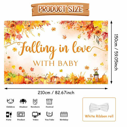 AIBIIN Baby Shower Pumpkin Backdrop Yellow 70.8x43.3 inch Fall Decor