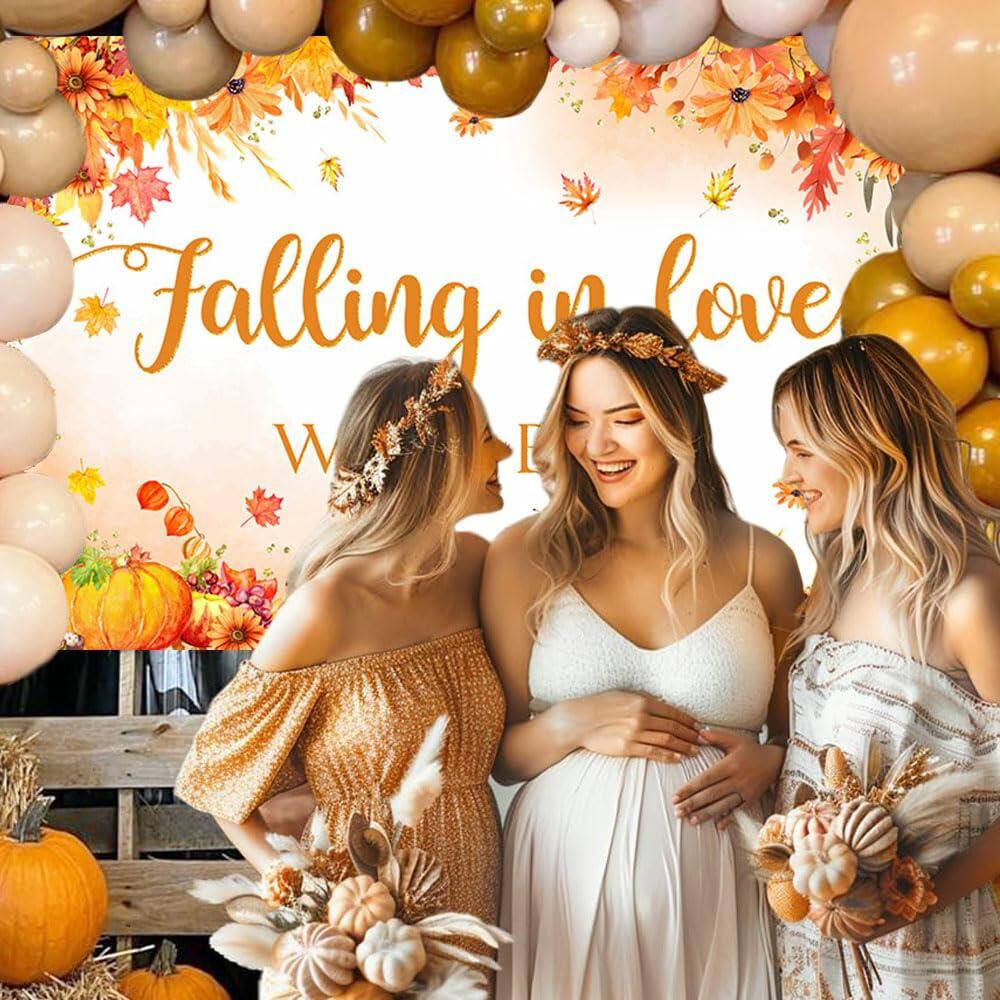 AIBIIN Baby Shower Pumpkin Backdrop Yellow 70.8x43.3 inch Fall Decor