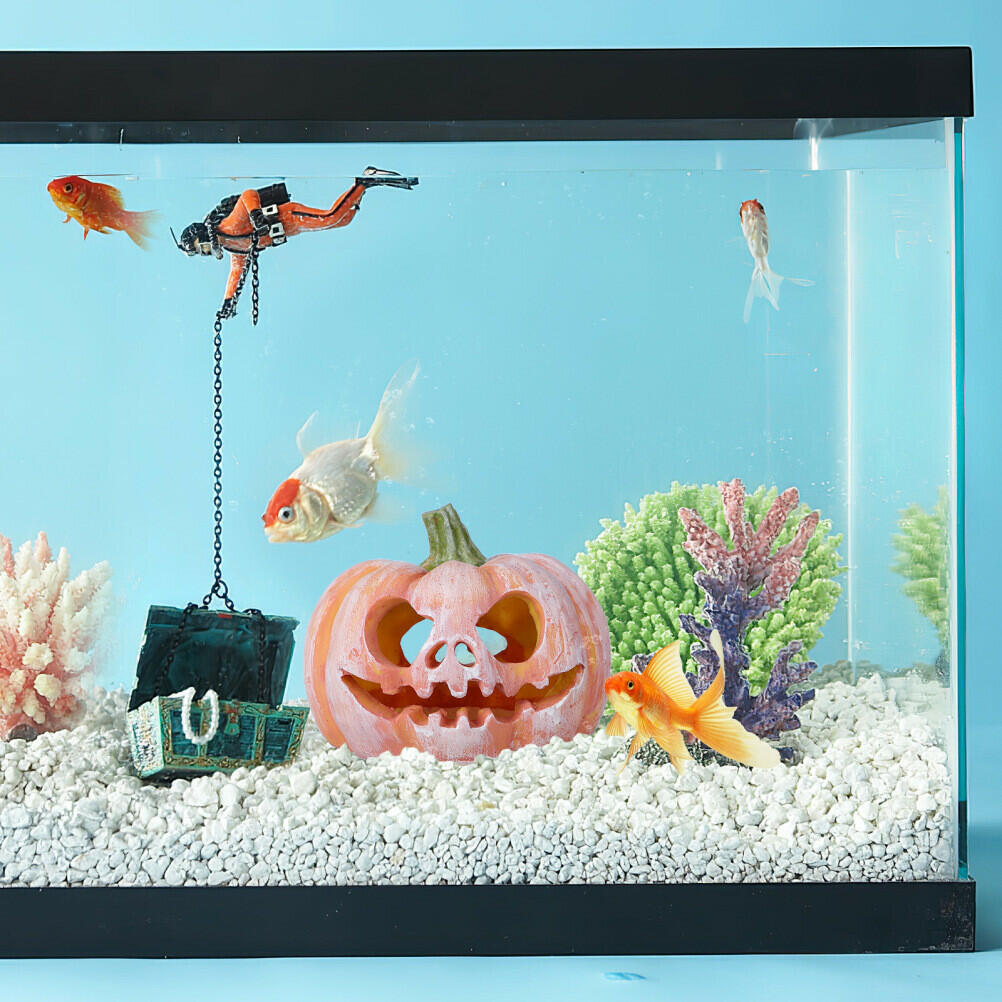 Pumpkin Shaped Fish Hideout House Tank Decor Aquarium Fish Tank Decoration