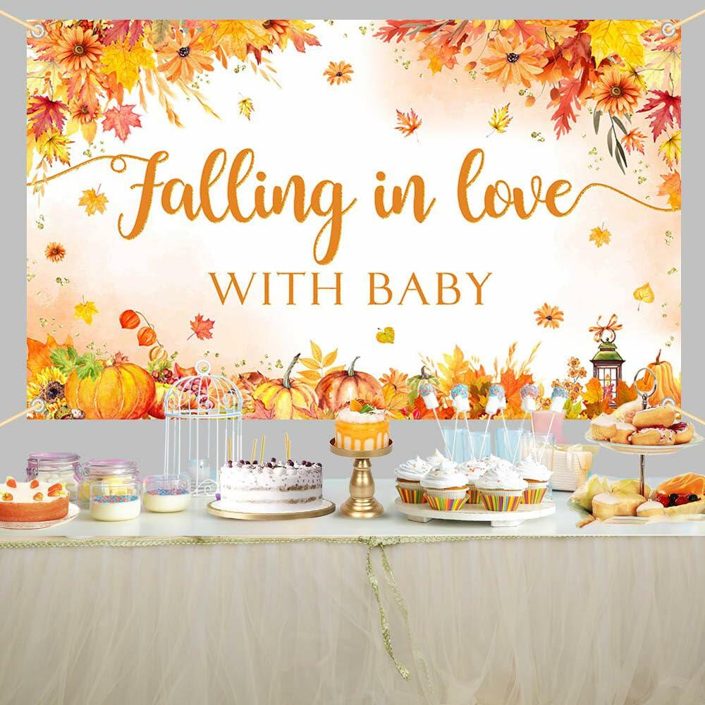 AIBIIN Baby Shower Pumpkin Backdrop Yellow 70.8x43.3 inch Fall Decor