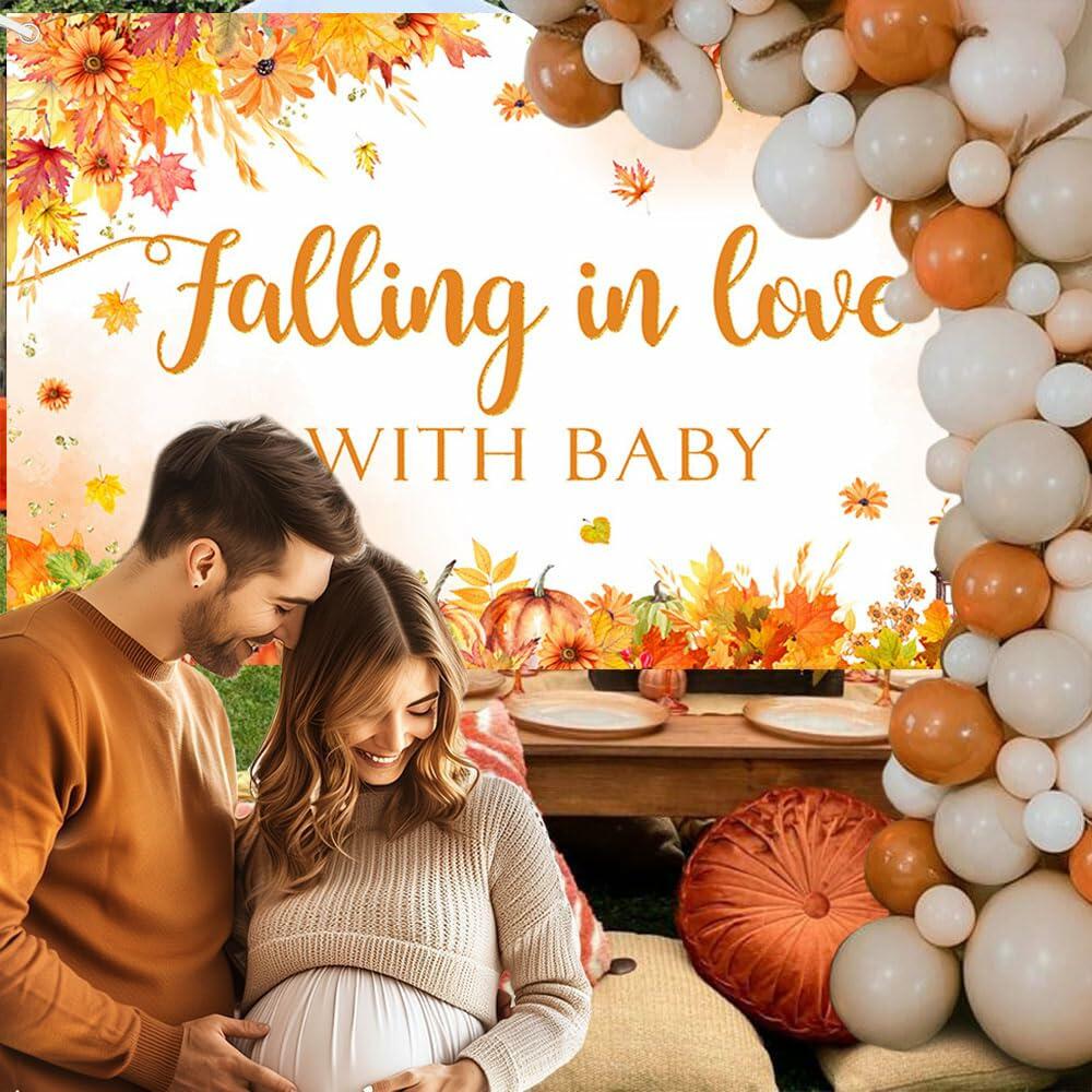 AIBIIN Baby Shower Pumpkin Backdrop Yellow 70.8x43.3 inch Fall Decor