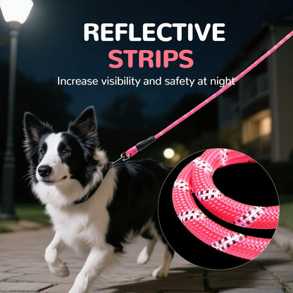 YALAVA Dog Leash 5FT Heavy Duty Reflective Nylon Rope Pink Padded Handle