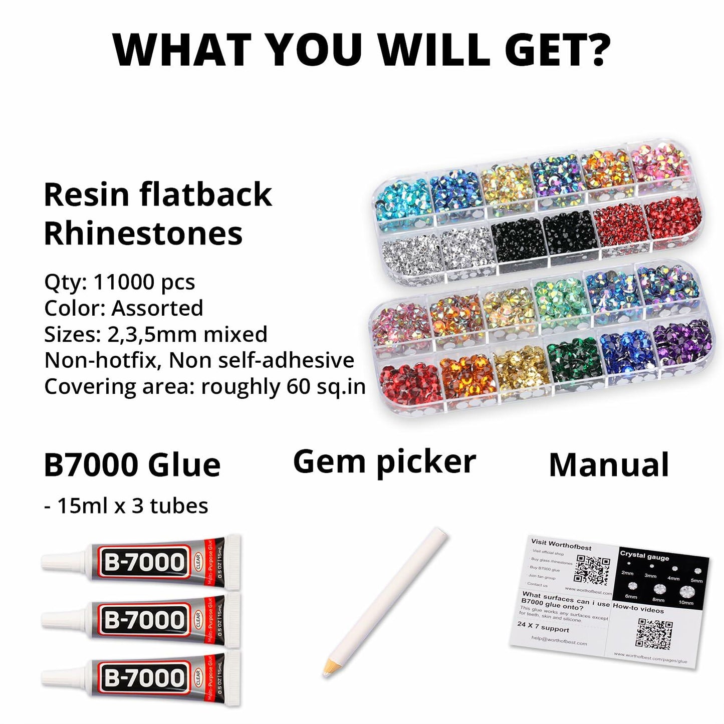 Worthofbest 11000Pcs Red 2-5mm Flatback Resin Rhinestones for Crafting