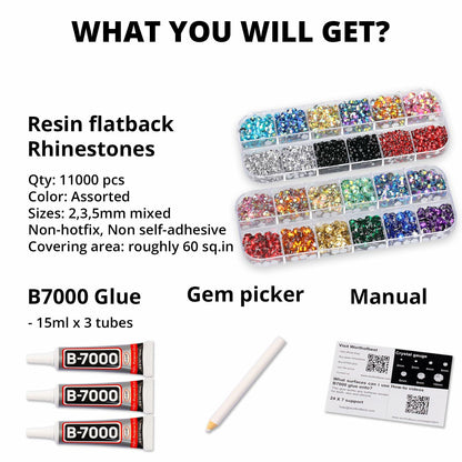 Worthofbest 11000Pcs Red 2-5mm Flatback Resin Rhinestones for Crafting