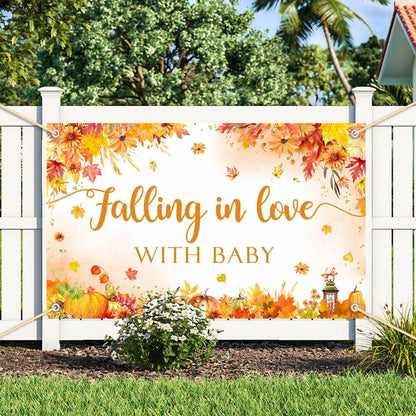 AIBIIN Baby Shower Pumpkin Backdrop Yellow 70.8x43.3 inch Fall Decor