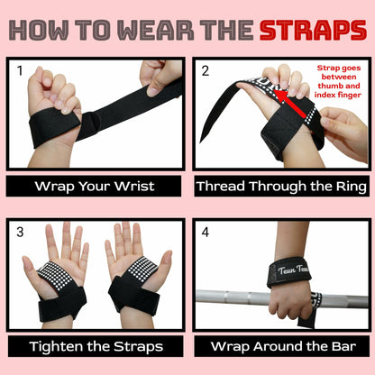 Teun Teun Weight Lifting Wrist Straps 24-Inch Cotton Neoprene Grey One Size