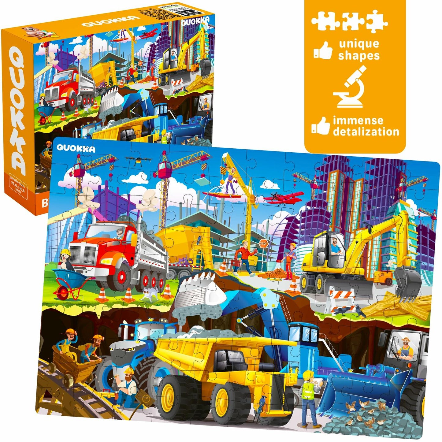 QUOKKA 100 Pc Kids Puzzles Ages 4-8 Pirates Constructions Animals Cardboard