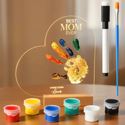 Chunful Best Mom Ever DIY Handprint Kit with 6 Paints Multicolor Night Light