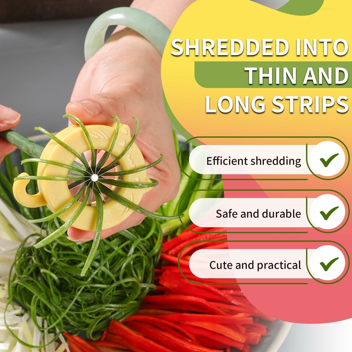 NECOOKS Cute Cat Green Onion Slicer 12 Stainless Steel Blades 1 Pack
