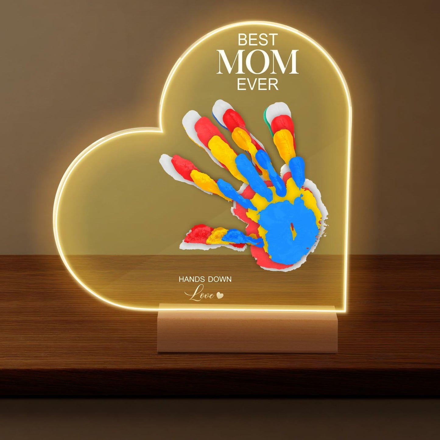 Chunful Best Mom Ever DIY Handprint Kit with 6 Paints Multicolor Night Light