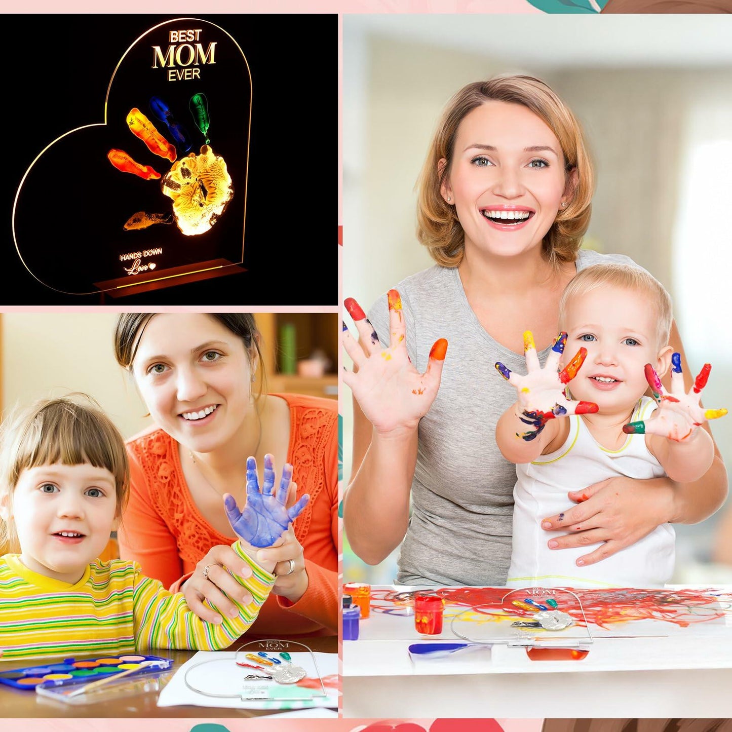 Chunful Best Mom Ever DIY Handprint Kit with 6 Paints Multicolor Night Light