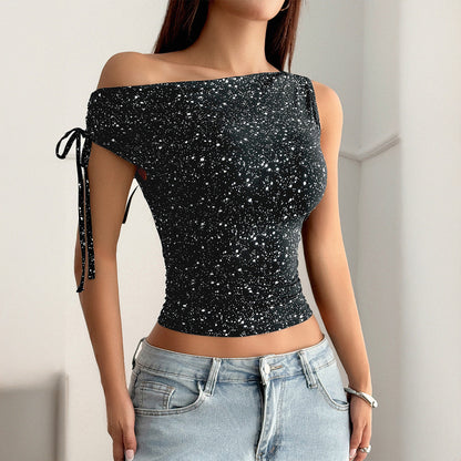 Polka dot sleeveless vest women's T-shirt