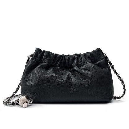 Popular chain women high end cloud pleated bag women bag cowhide shoulder crossbody bag gold ball chain